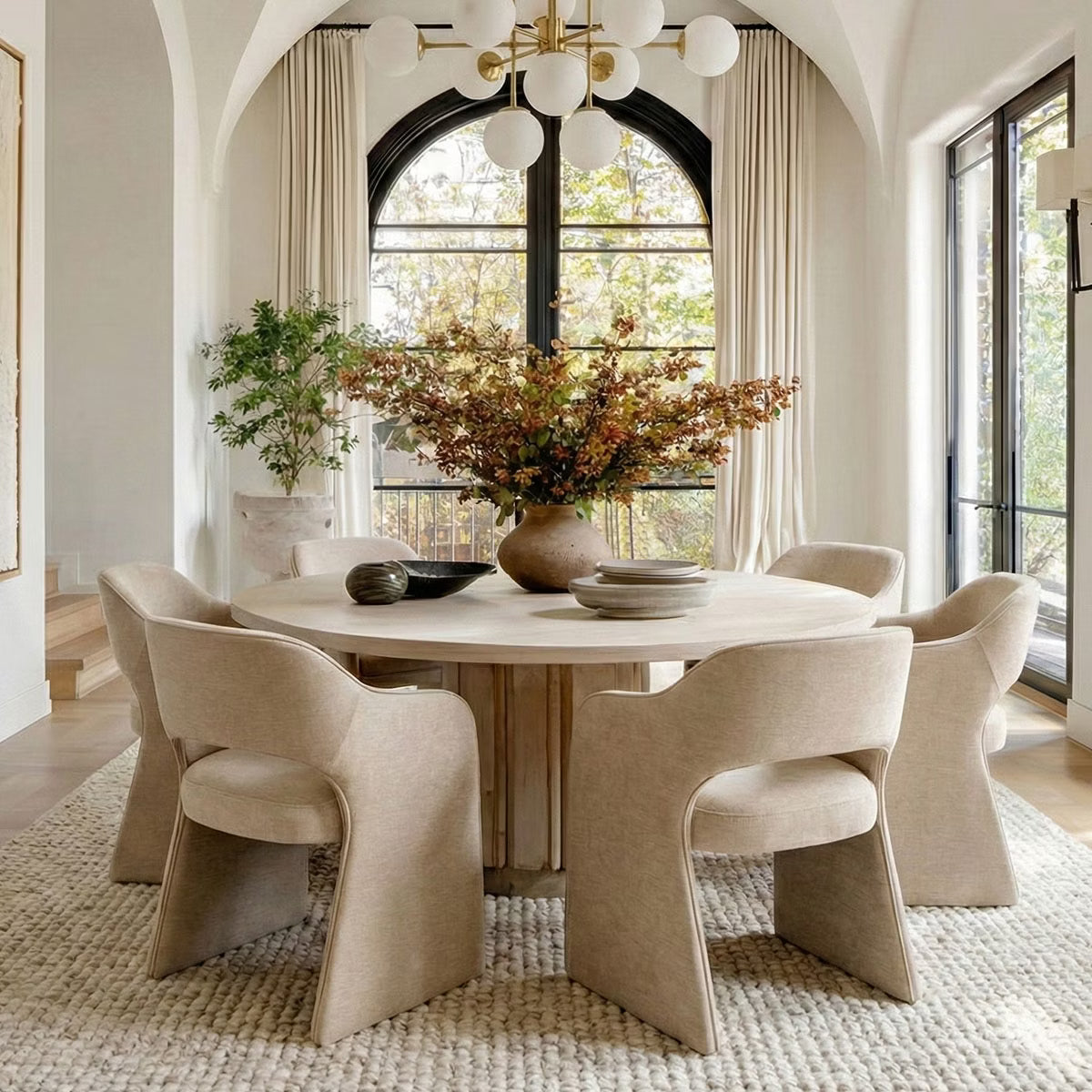 Modern Dining Chairs Set of 6, Fully Upholstered Brie Chenille Kitchen Chairs