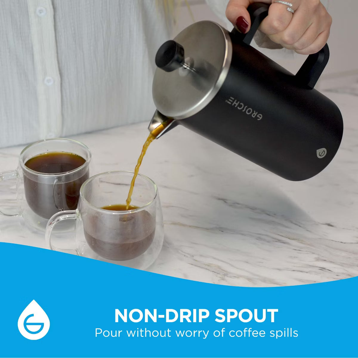 French Press – Culinvaro Stainless Steel Double Wall Insulated French Press, 34 fl oz. Capacity