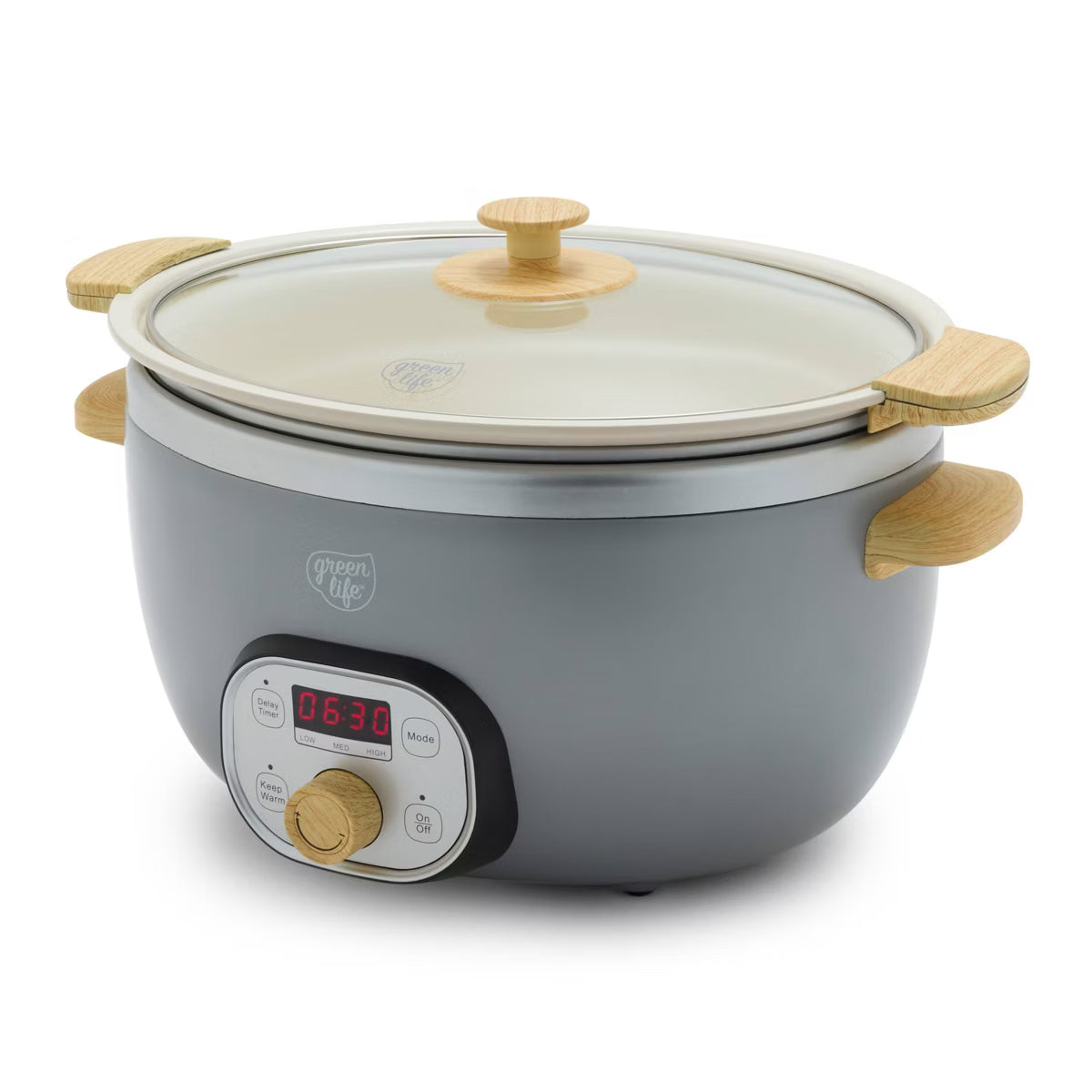 Slow Cooker – Healthy 6qt Slow Cooker with Handle – Quartz Gray