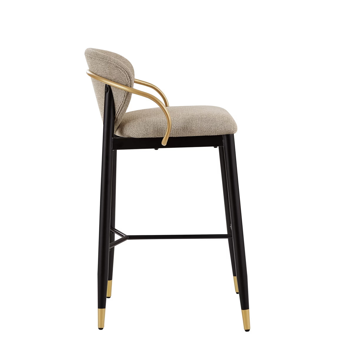 Modern Metal Upholstered Barstools with Tapered Leg Set of 2 Black/Beige