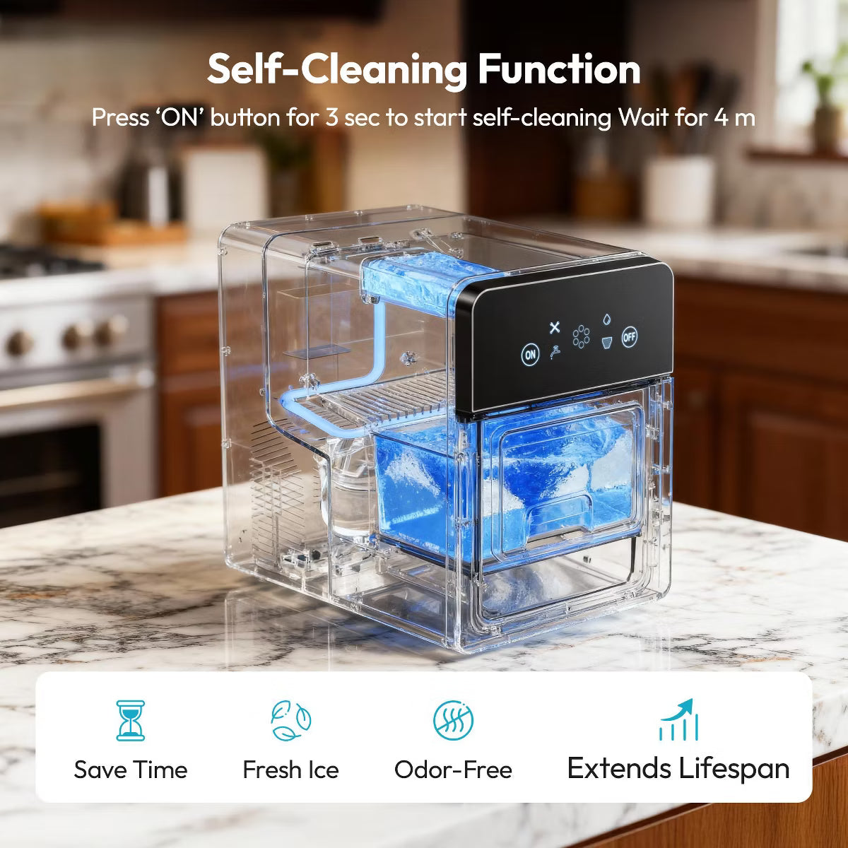 Ice Maker – Ice Ball Maker Countertop, 4 pcs in 38 Mins – Clear