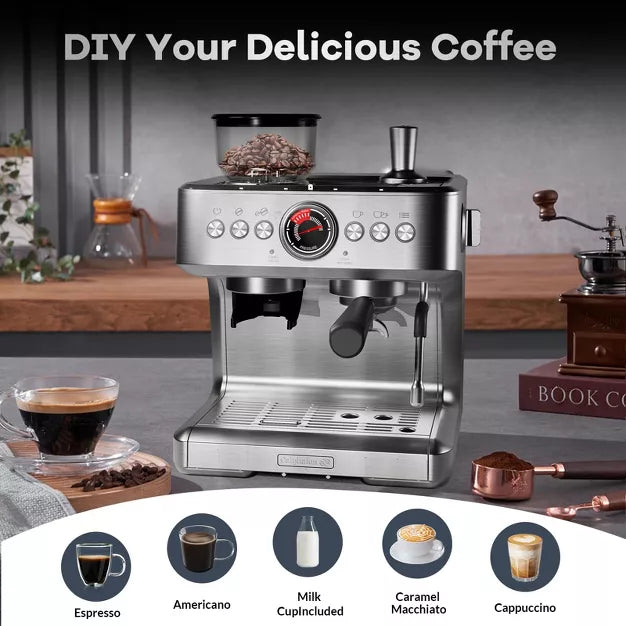 Espresso Machine – 20 Bar Professional Coffee Machine with 2.8L Removable Water Tank – Sliver