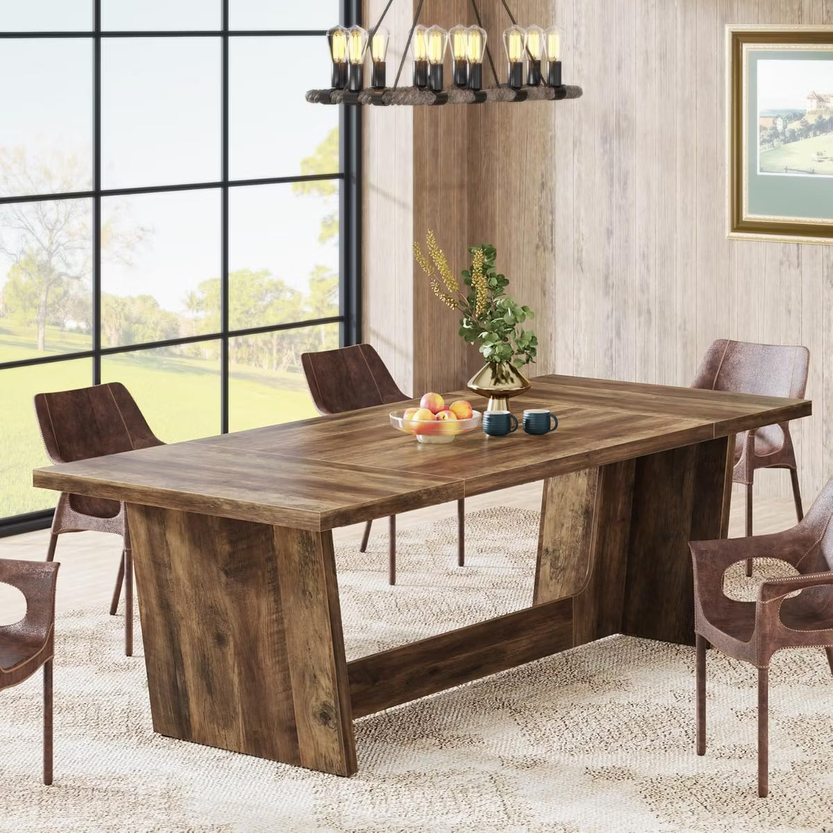 Dining Table – Culinvaro 70.9-Inch Wood Dining Room Table, Rectangular Farmhouse Dining Table