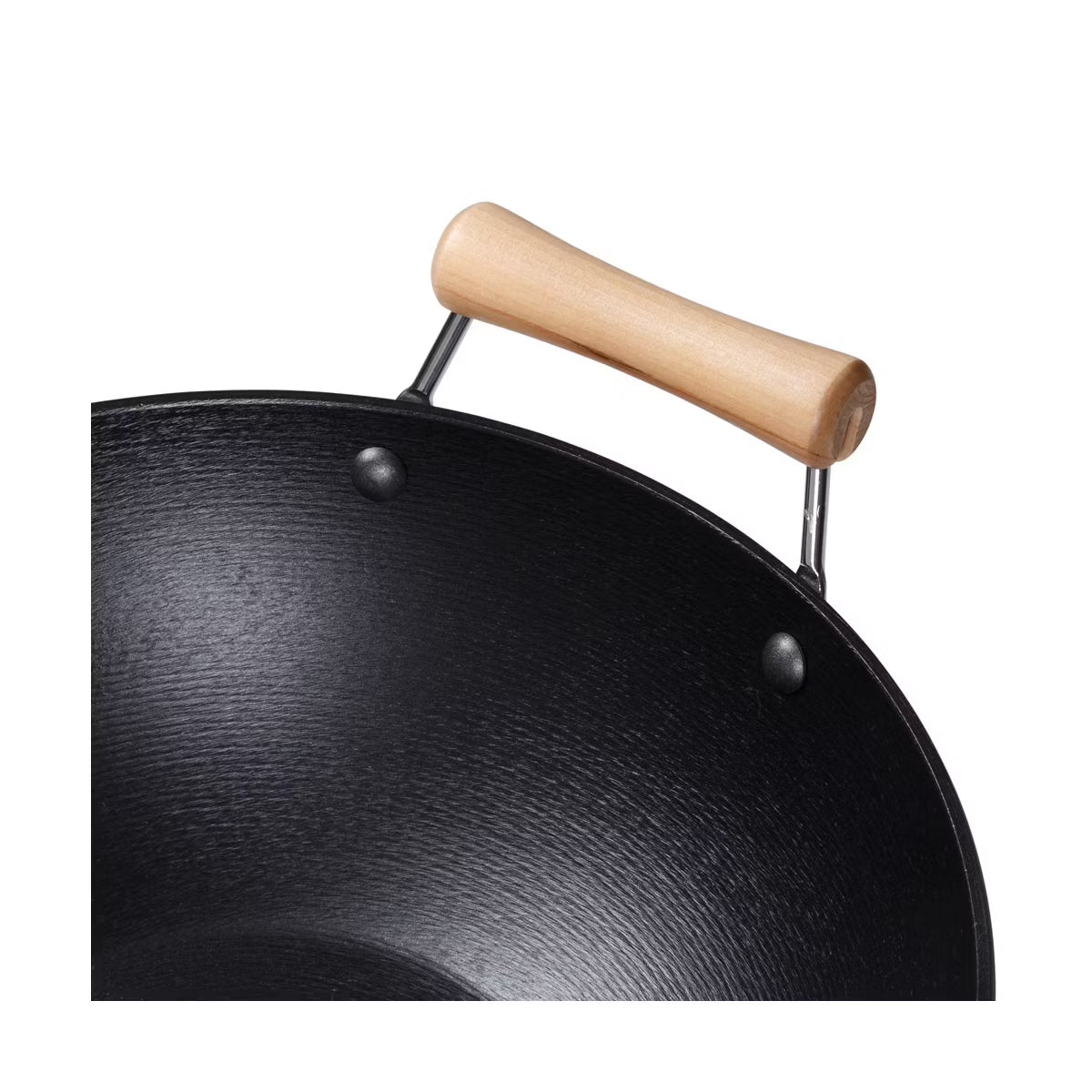Wok – 14-Inch Preseasoned Cast Iron Flat Bottom Wok – Black