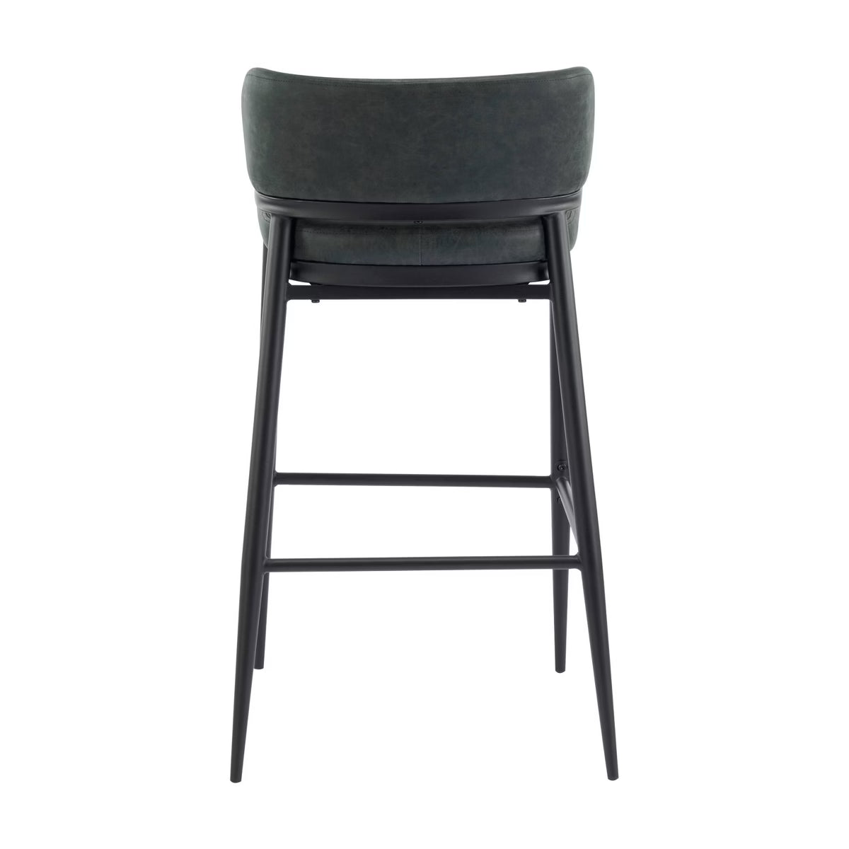 Set of 2 Arya Industrial Metal and Leather Aire Counter Height Barstools Dark Green