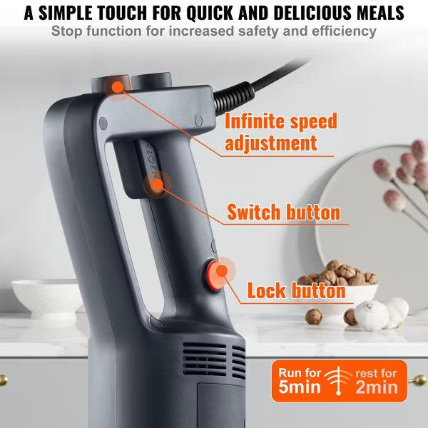 Immersion Blender – Blender, 500 Watt Heavy Duty Hand Mixer – Stainless Steel
