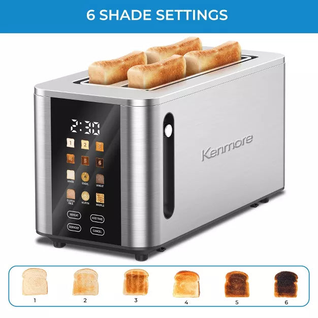 Toaster – 4-Slice Digital Long Slot Toaster with Touch Control St4-Slice – White