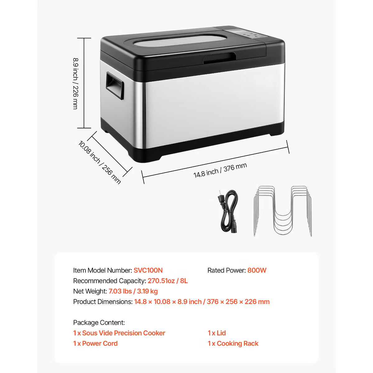 Pressure Cooker – Cooker 800W Sous-Vide Machine with LED Digital Display – Natural