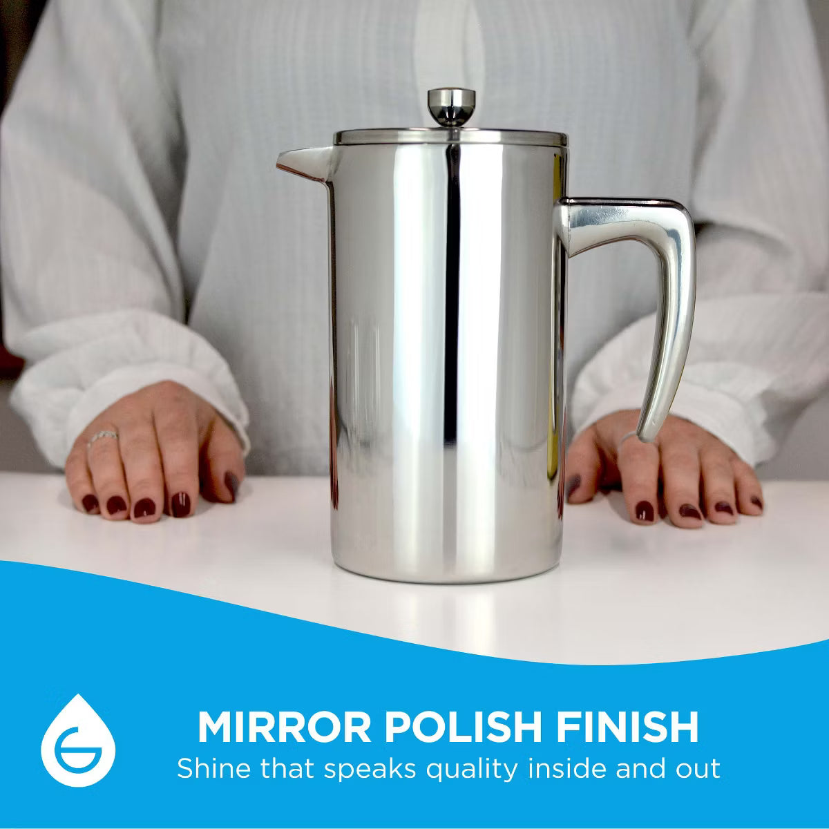 French Press – Culinvaro Stainless Steel Double Wall Insulated French Press, 34 fl oz. Capacity