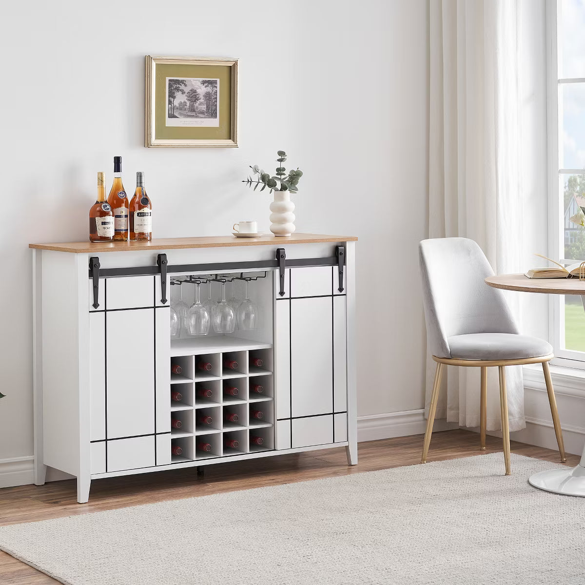 Bar Cabinet – Culinvaro Home 47 Inch Wine Bar Cabinet, Engineered Wood Coffee Bar Cabinet