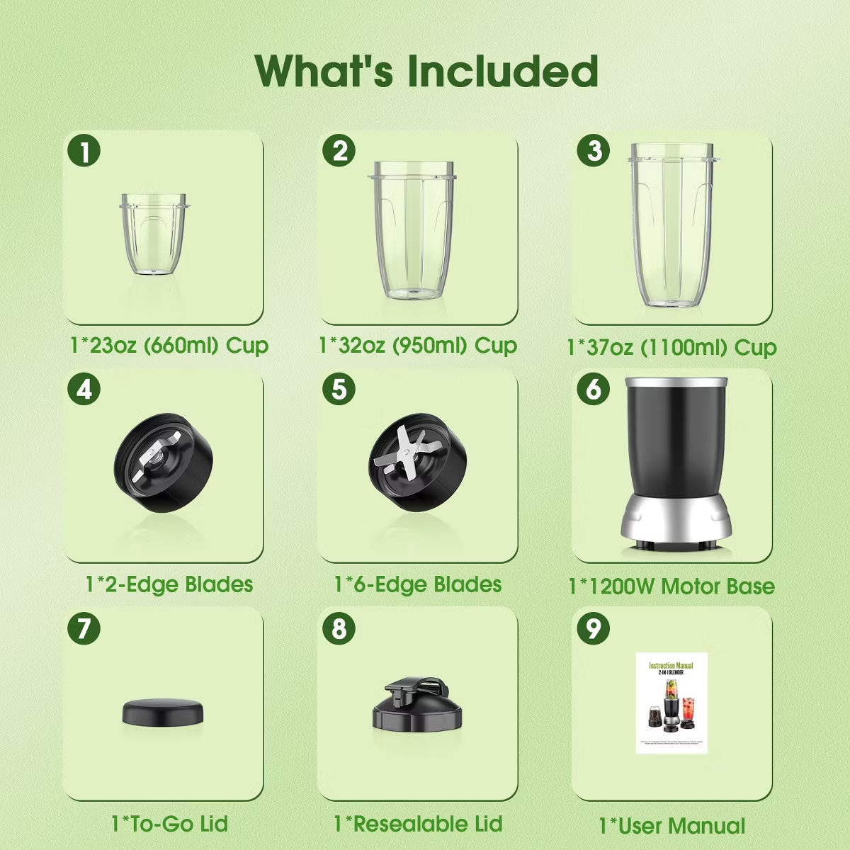 Personal Blender – 200W Personal Blender 25000RPM Smoothie Maker for Shakes – Stainless Steel