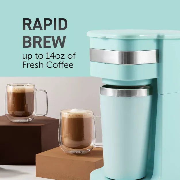 Single-Serve Coffee Maker – ersonal Coffee Maker with Thermal Travel Mug – Stainless Steel
