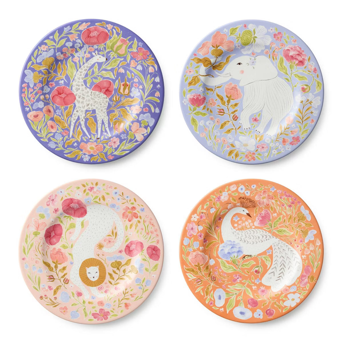 Salad Plate – Culinvaro Menagerie Set of 4 Assorted Salad Plates