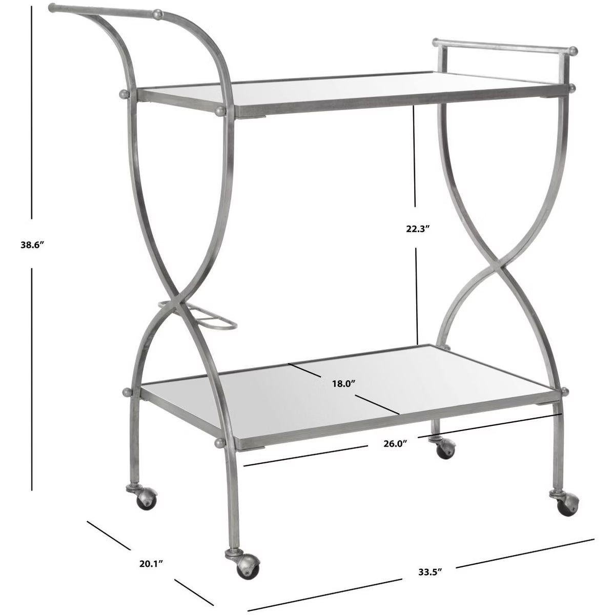 Bar Cart – Culinvaro Lucretius Bar Cart - FOX2556A - Silver/Mirror