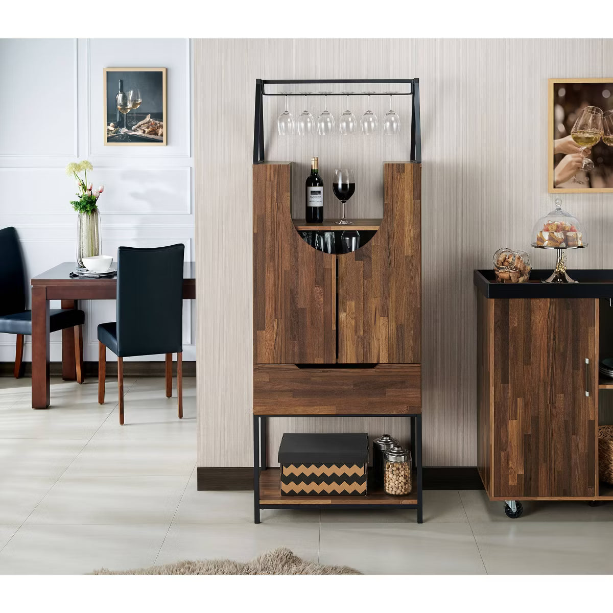 Wine Cabinet – Culinvaro Meluse Multi Storage Wine Cabinet Light Hickory