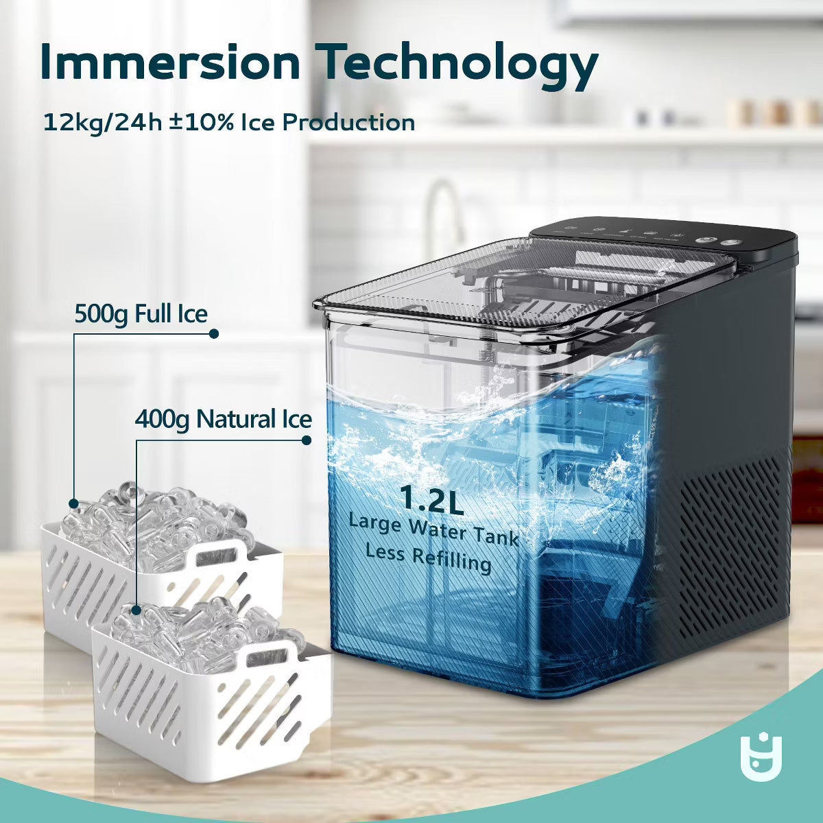 Ice Maker – Portable Bullet Ice Machine with Self Cleaning – Gray