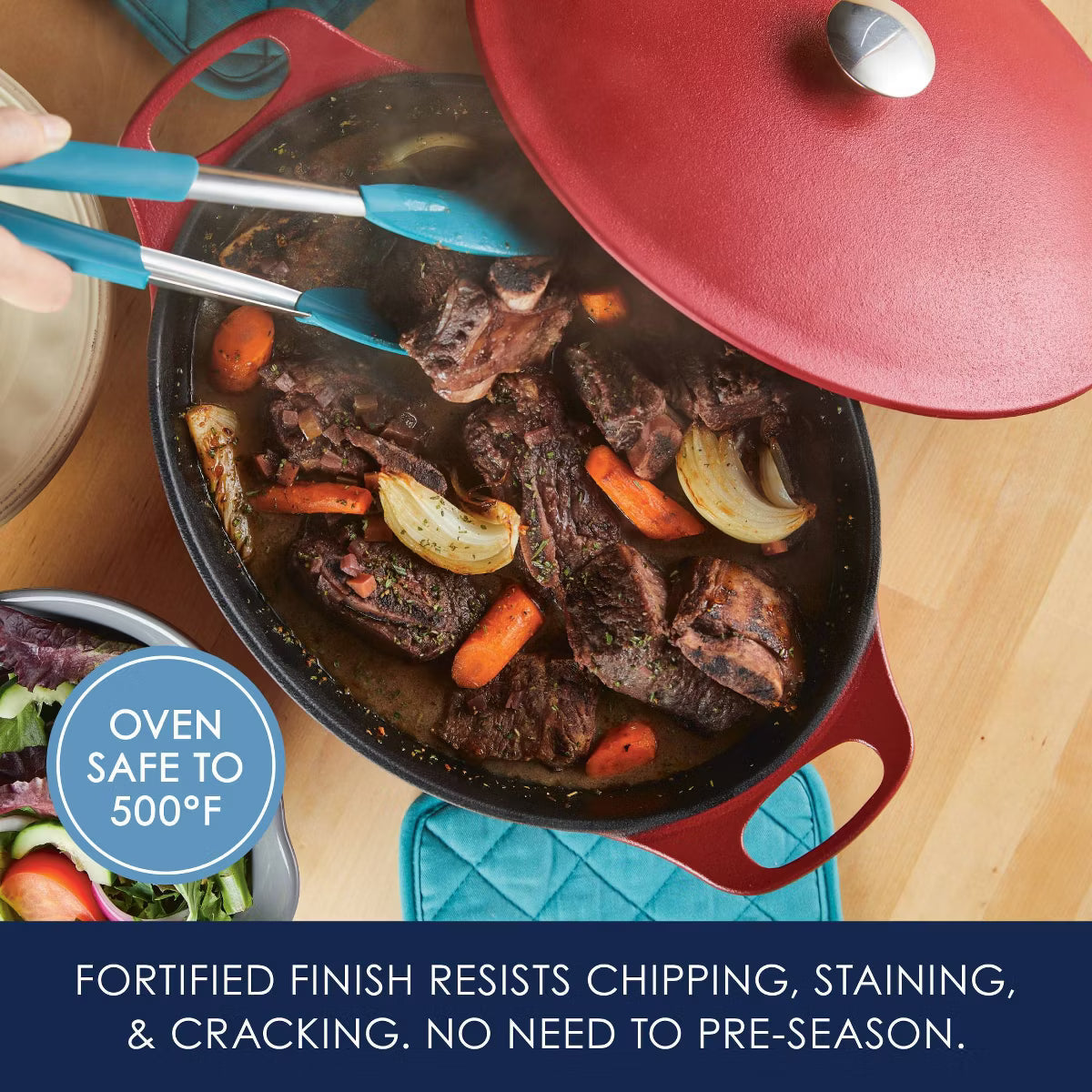 Dutch Oven – Premium Nitro Cast Iron Dutch Oven 6.5qt – Red