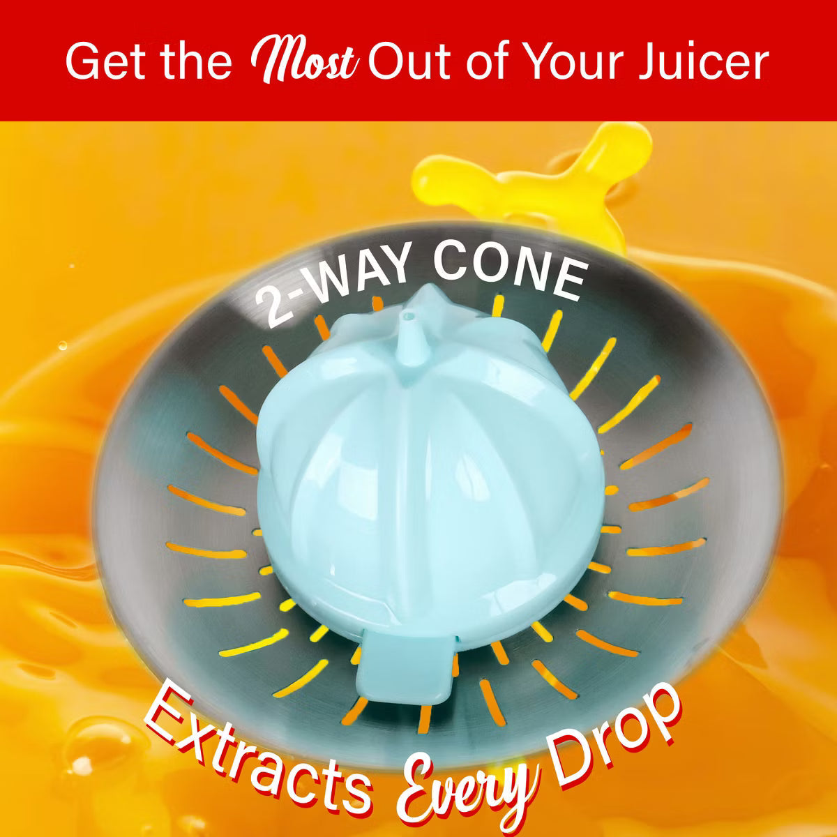 Juicer – 200-Watt 1-Speed Electric Citrus Juicer with 2 Cones and Lever – Sky Blue