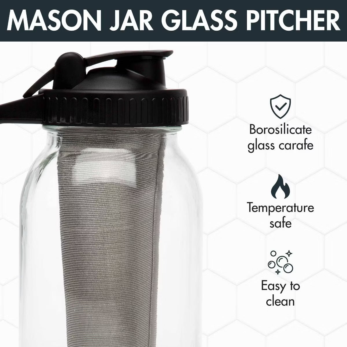 64oz Cold Brew Mason Jar Black