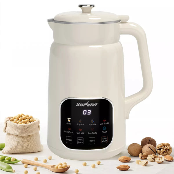 Soy Milk Maker – 8 in 1 Nut Milk Maker Mac8 in 1 Nut Milk Maker Machine: 60oz Soy Milk – White