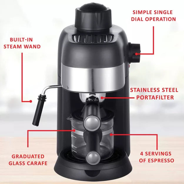 Cup Espresso and Cappuccino Maker Machine – Black