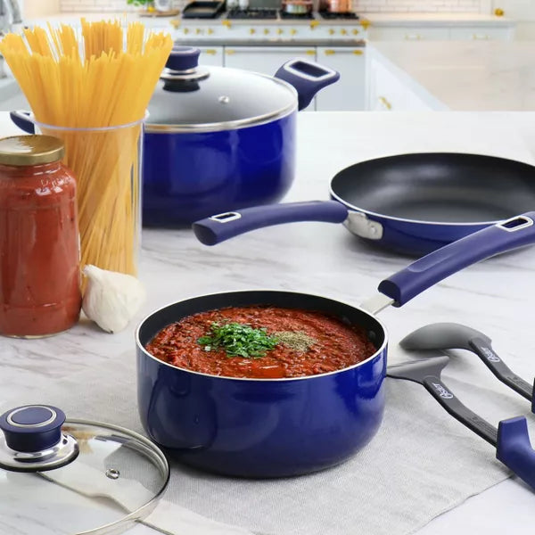 Cookware Set – 7 Piece Non Stick Aluminum Cookware Set – Blue