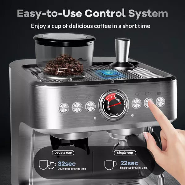 Espresso Machine – 20 Bar Professional Coffee Machine with 2.8L Removable Water Tank – Sliver