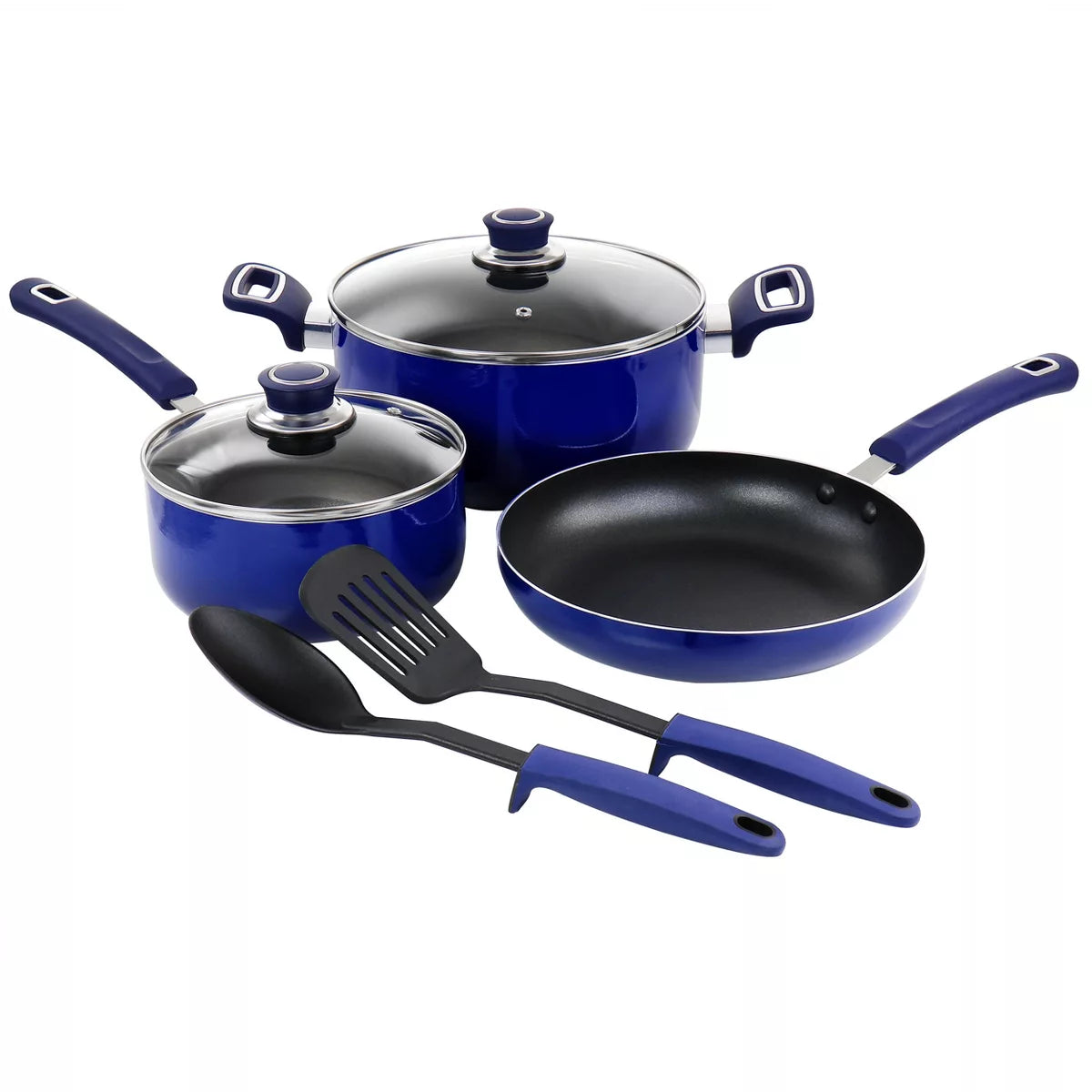 Cookware Set – 7 Piece Non Stick Aluminum Cookware Set – Blue