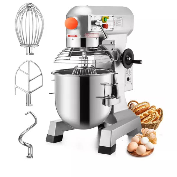 Stand Mixer – Commercial Food Mixer 15Qt 600W 3 Speeds Adjustable 110/178/390 RPM – Silver