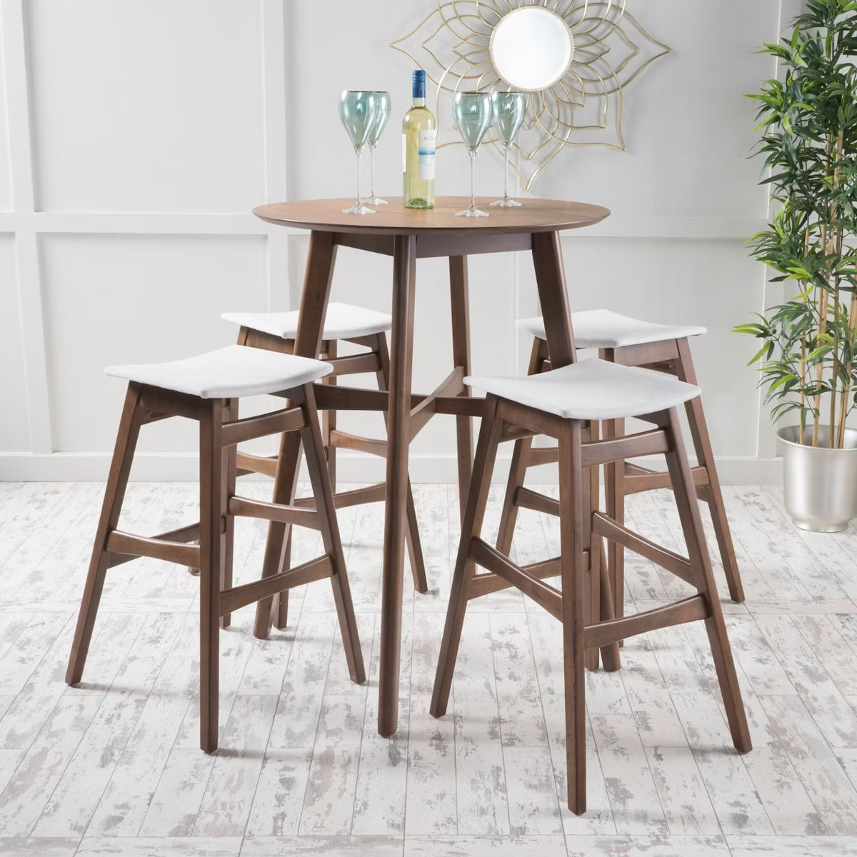 Century Modern Fabric Upholstered 5 Piece Bar Set