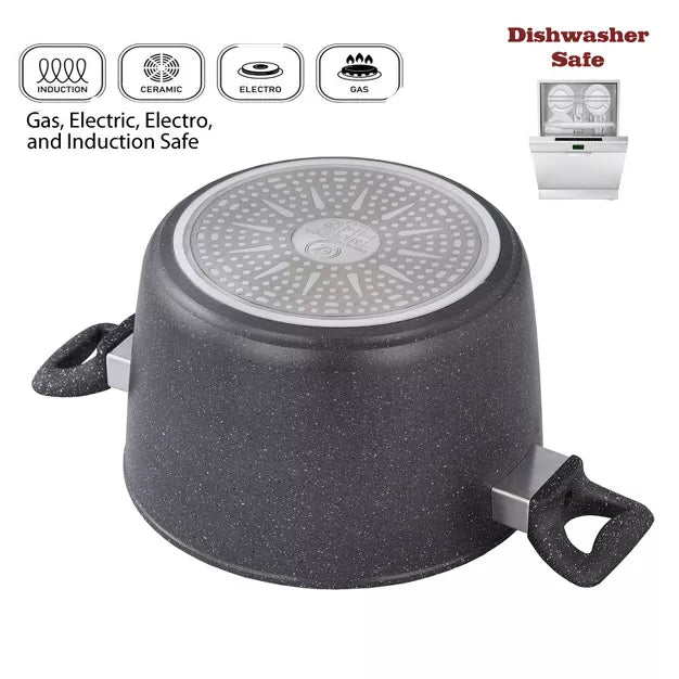 Stock Pot – Style Cooking Pot with Glass Lid – Black