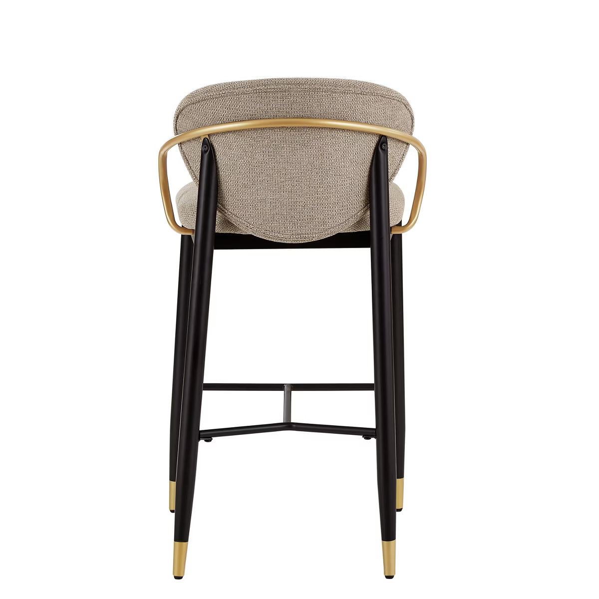 Modern Metal Upholstered Barstools with Tapered Leg Set of 2 Black/Beige