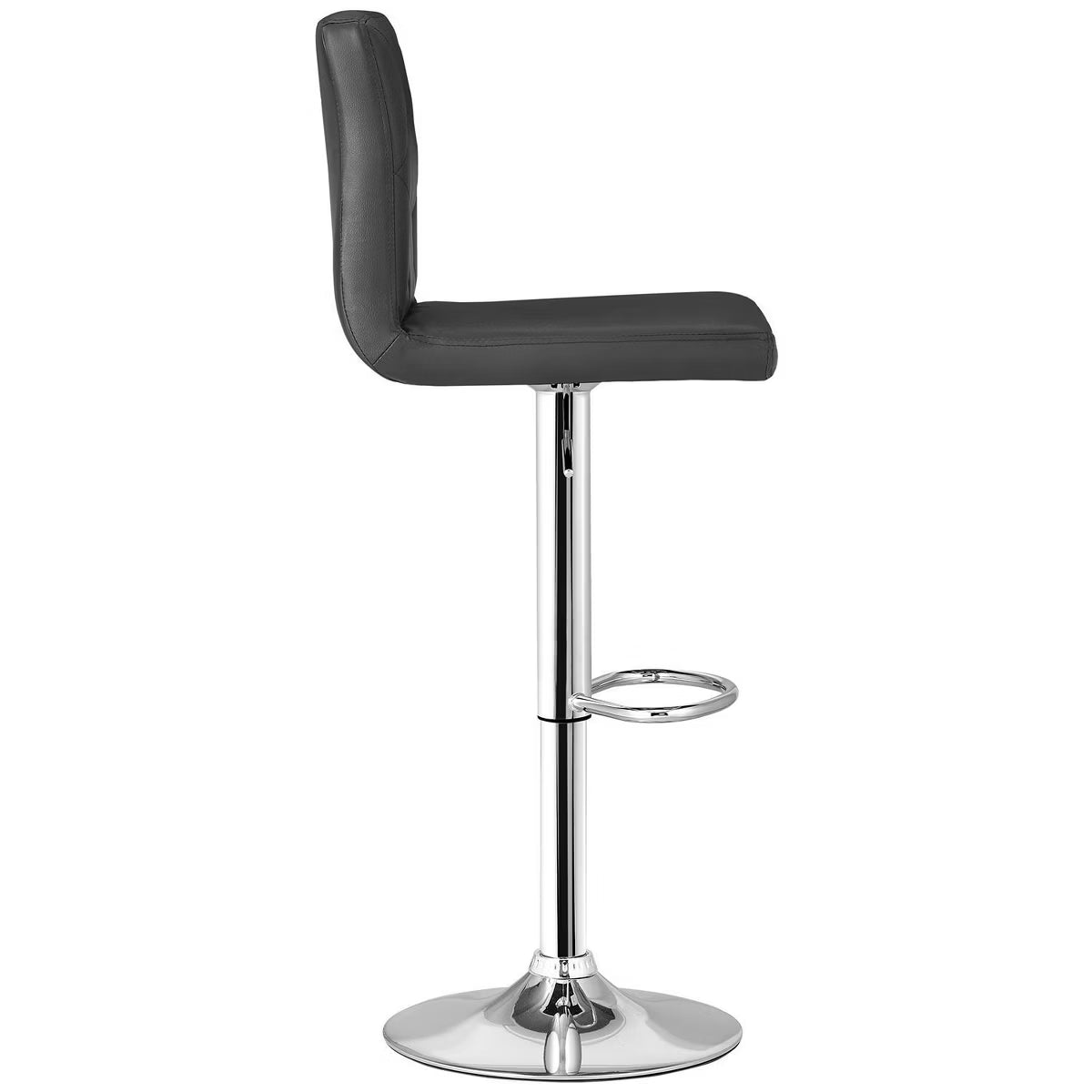 Adjustable Counter Height Bar Stools with PU Leather Seat, Black, 2 PCS