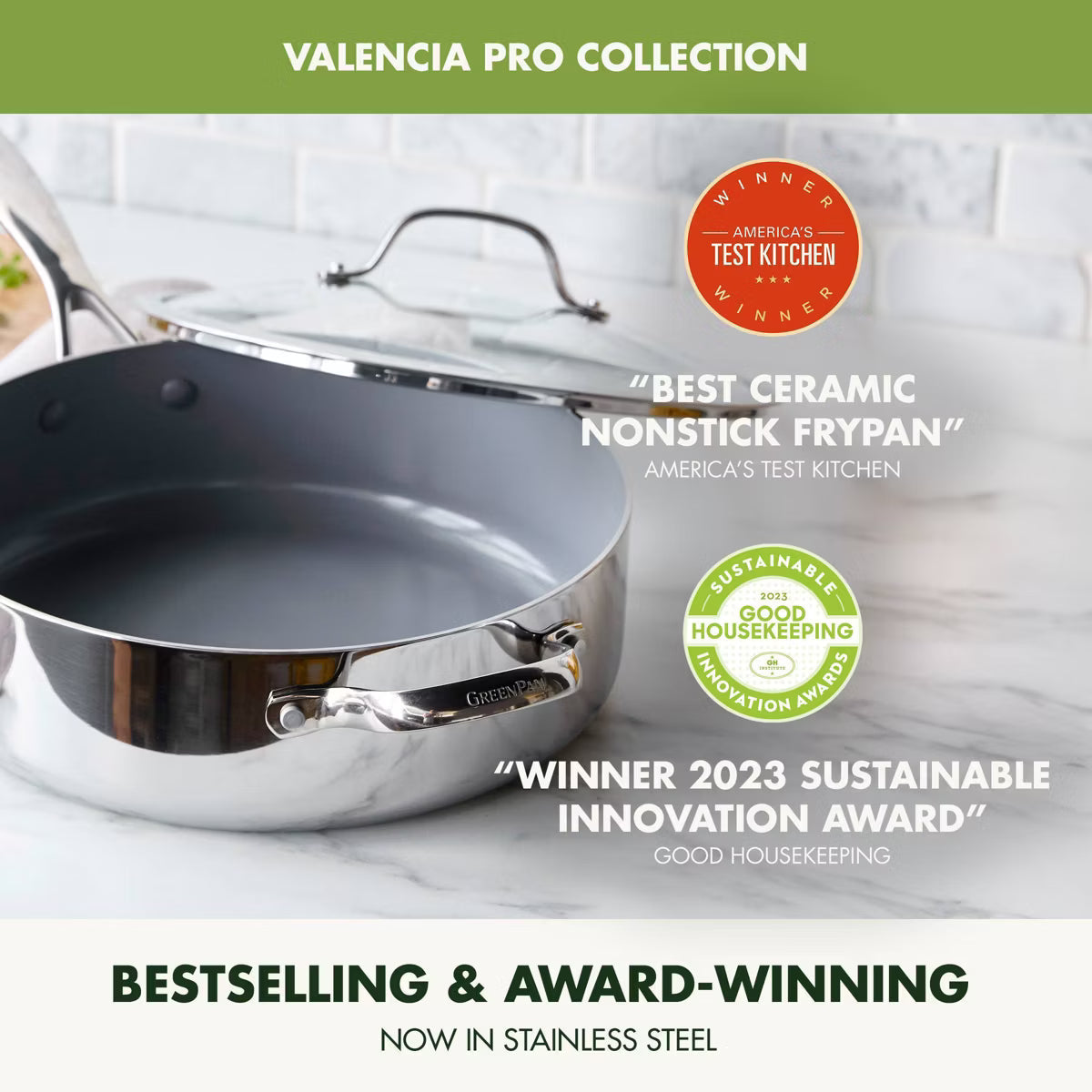 Saute Pan – 5qt Valencia Pro Saute Pan with Lid – Silver