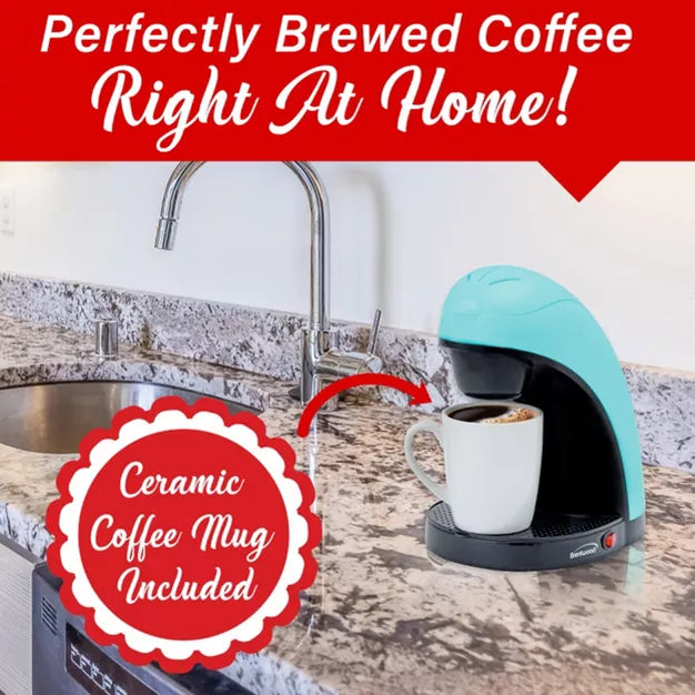Single-Serve Coffee Maker – ingle Serve Coffee Maker with Porcelain Mug – Blue