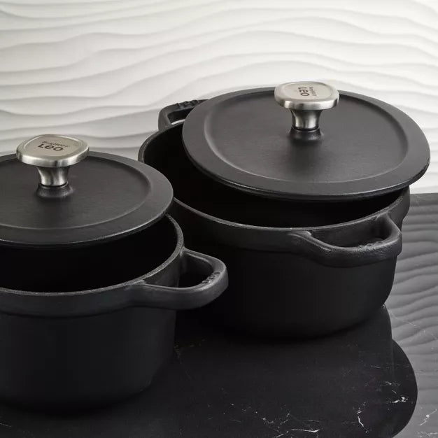 Cookware Set – 4Pc Enameled Cast Iron Cookware Set – Black
