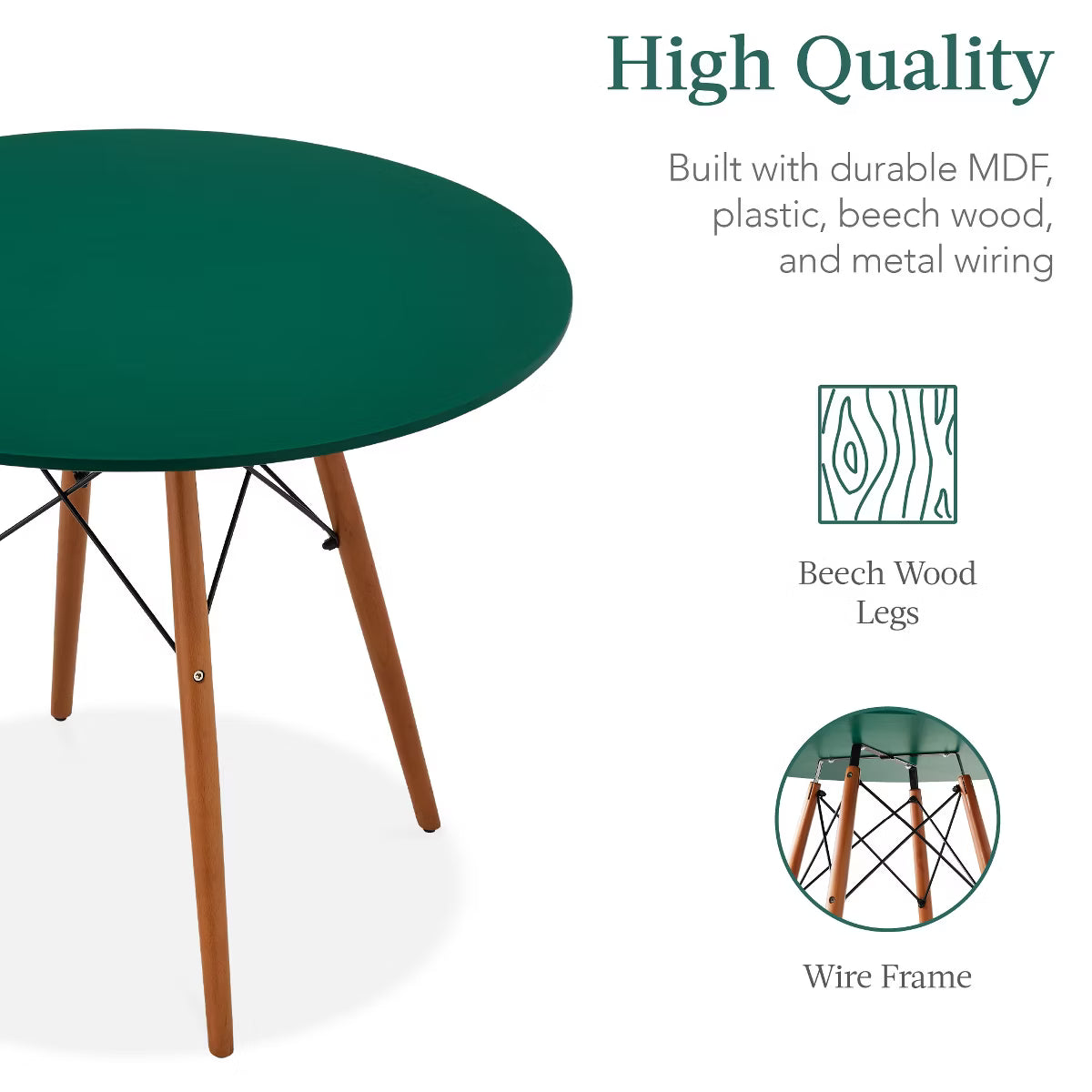 Dining Set – Culinvaro 5-Piece Compact Mid-Century Modern Dining Set w/ 4 Chairs" Dark Green/Walnut