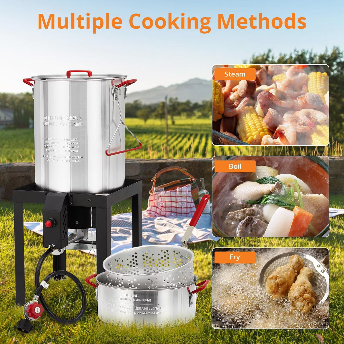Deep Fryer – 30QT Turkey Fryer, 10QT Fish Fryer Combo Kit – White