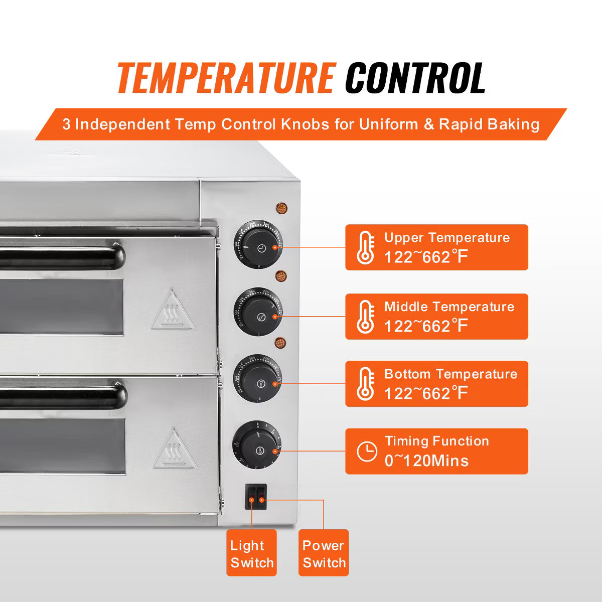 Pizza Oven – Pizza Oven Countertop, 14" Double Deck Layer – Silver