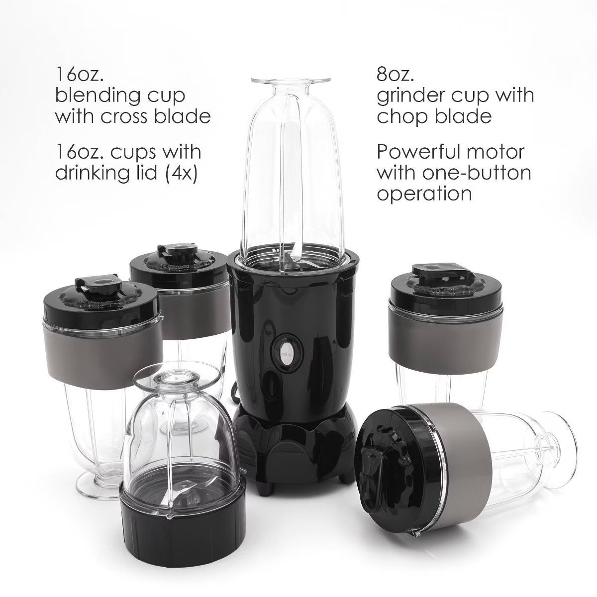 Blender – 17pc Personal Blender : 300W, 16oz Capacity – Black
