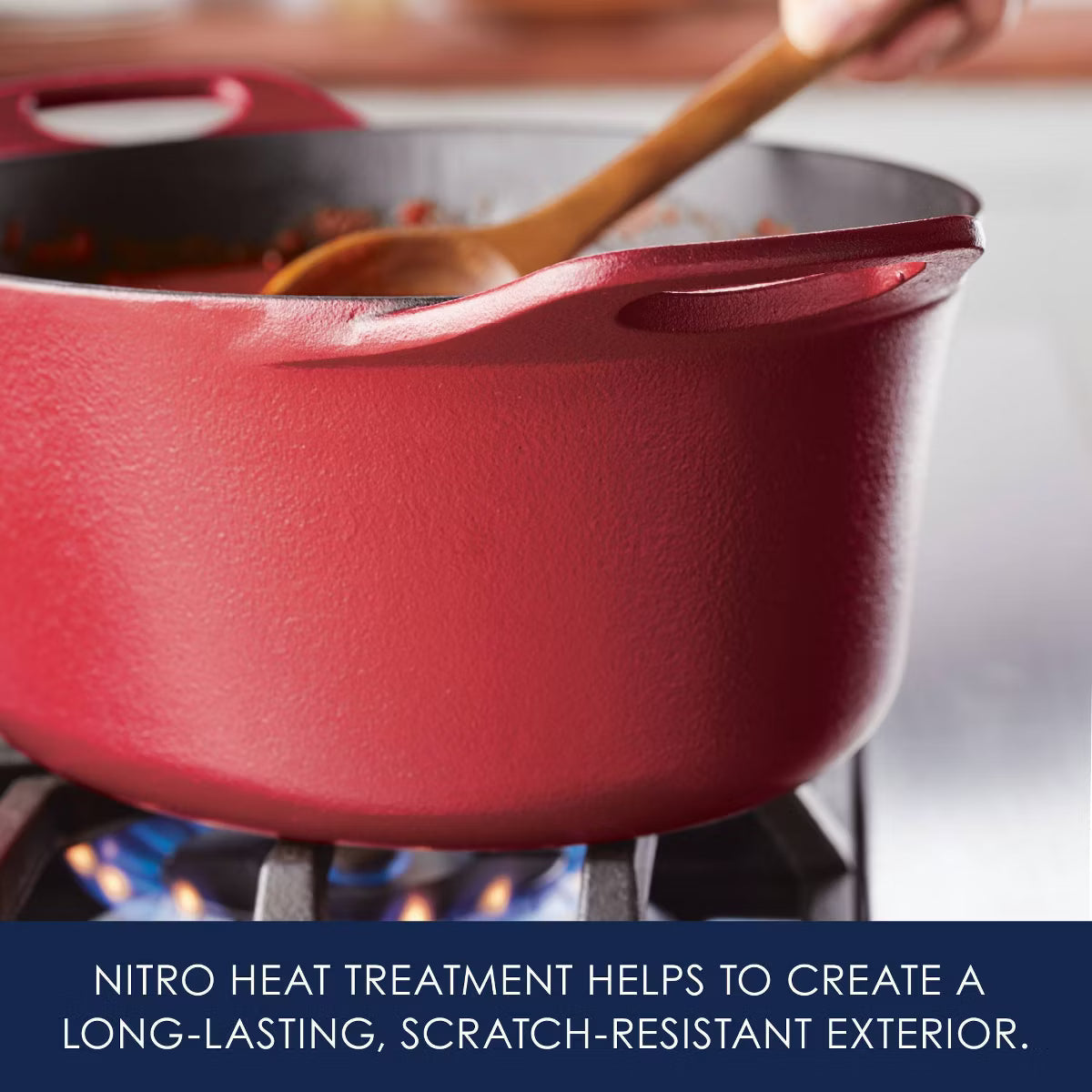 Dutch Oven – Premium Nitro Cast Iron Dutch Oven 6.5qt – Red