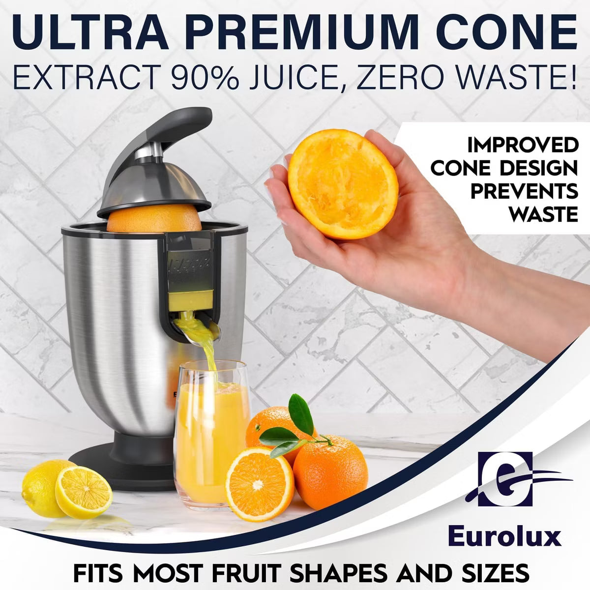 160W Premium Electric Citrus Juicer – Stainless Steel