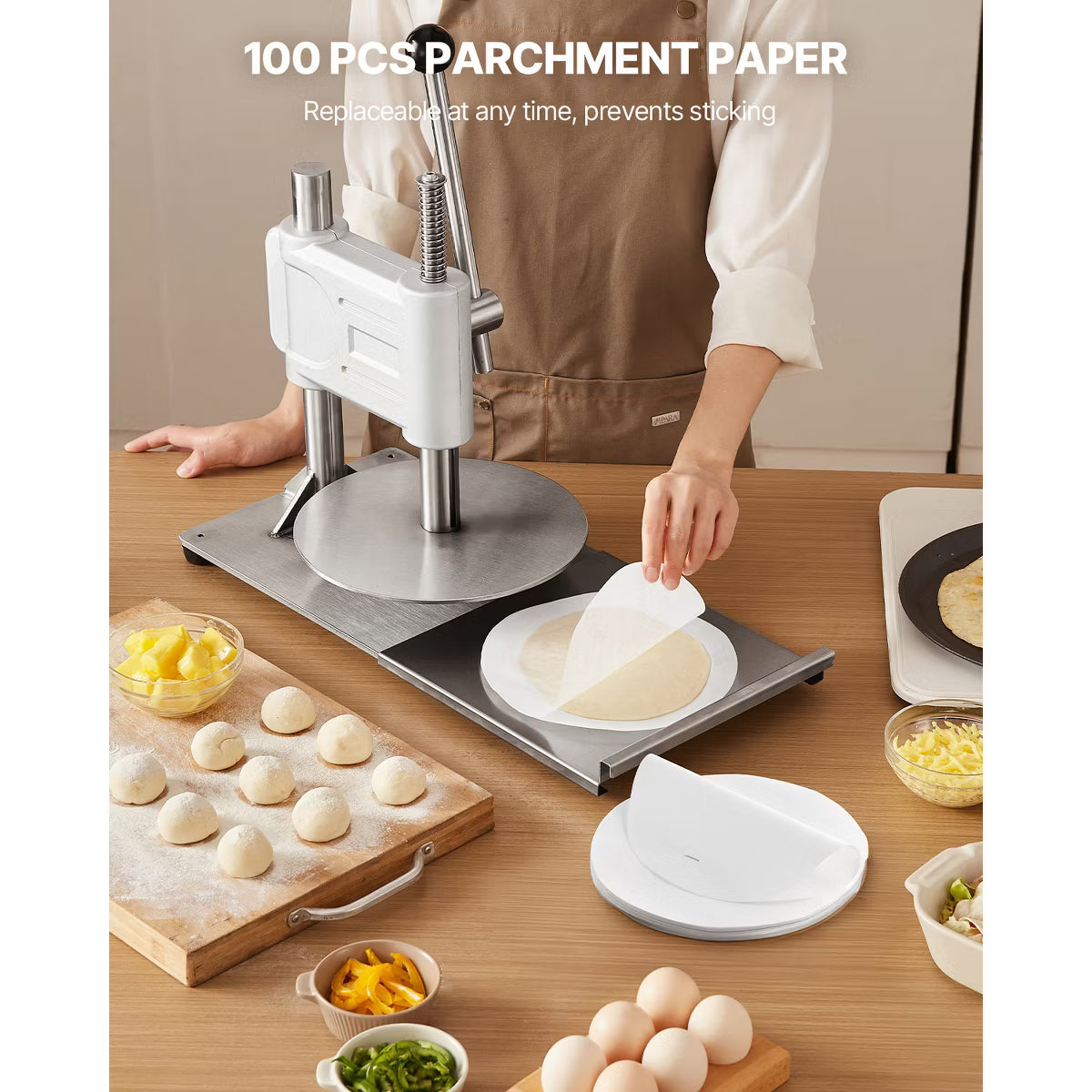 Kitchen Mold – Manual Pizza Dough Press Machine, 9.5 inch Pizza Pastry Press Plate – Silver