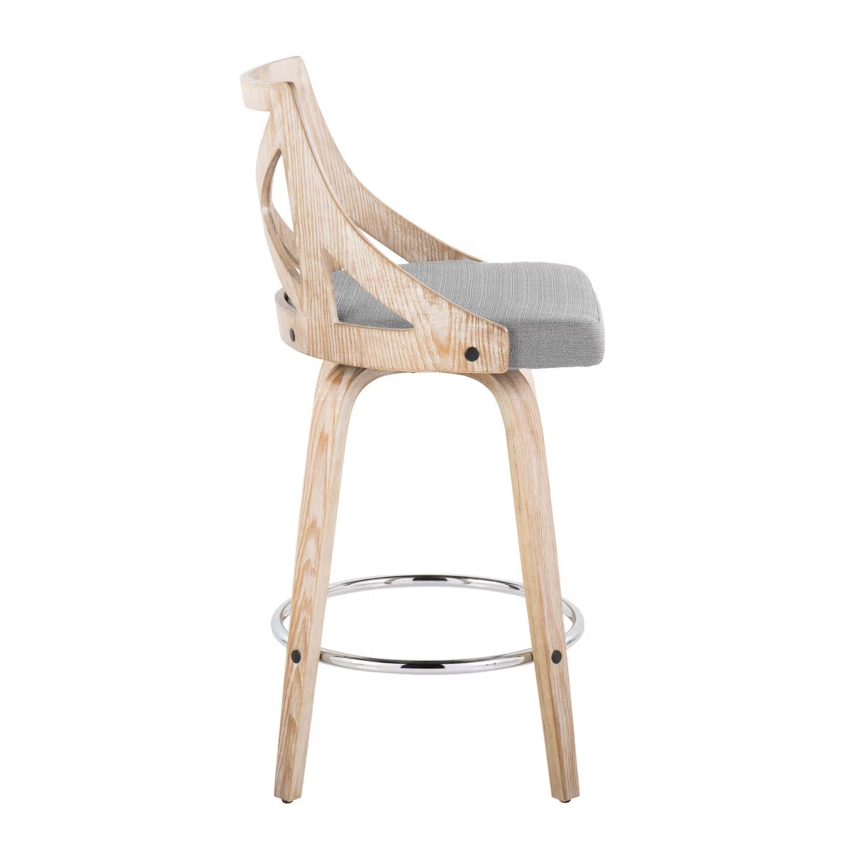 Set of 2 Charlotte Counter Height Barstools White Wash/Light Gray