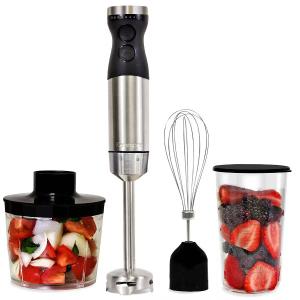 Immersion Blender – 400W Hand Blender Set with Food Chopper and Whisk – Stainless Steel