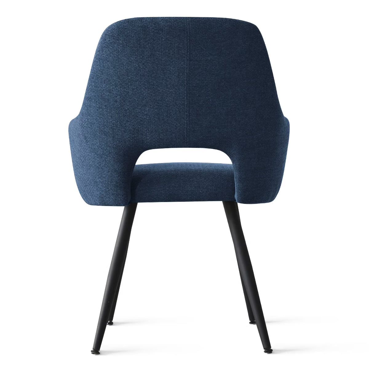 Set of 4 Upholstered Dining Chairs with Arms, Modern Blue Accent Chairs with Metal Legs