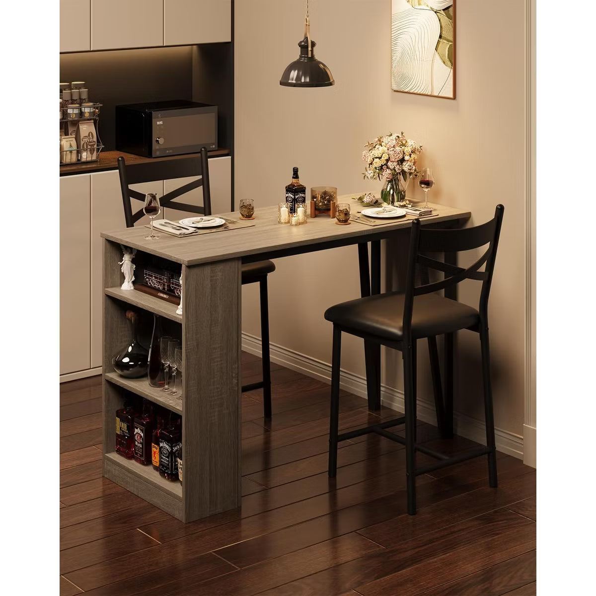 Bar Table – Culinvaro 3 Piece Bar Table Set for 2, Bar Table and Chairs Set