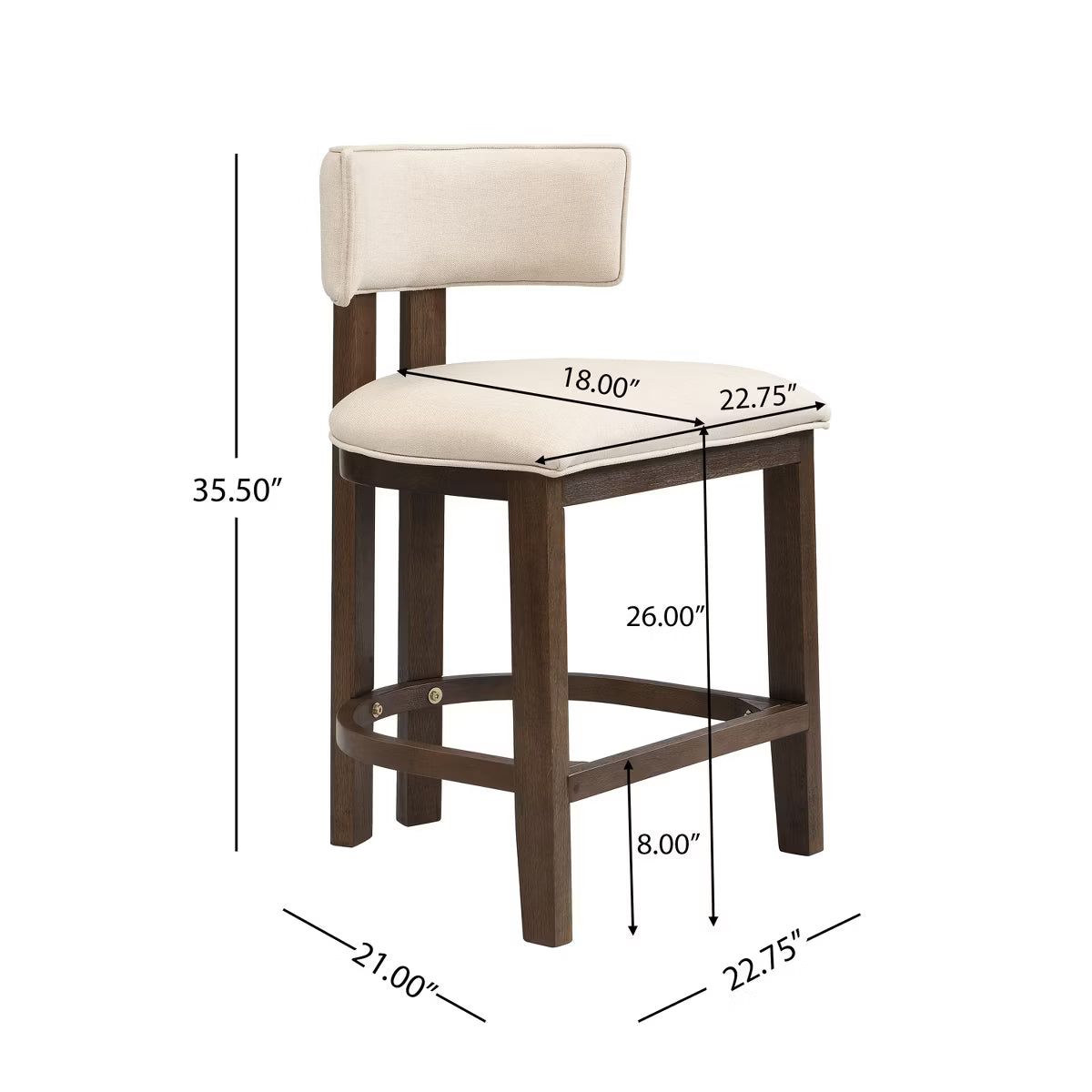 Dining Chair – Culinvaro Johnson 3 Piece Farmhouse Rubberwood Upholstered Counter Height Dining Chairs with Fluted Table