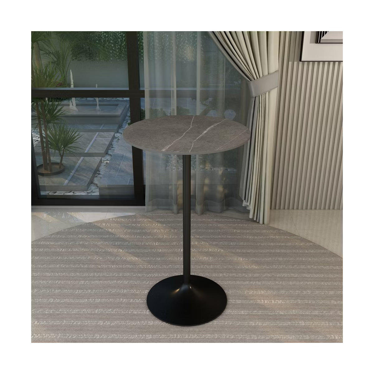 Verve 27" Round Bar Height Dining Table, Sintered Stone Top,