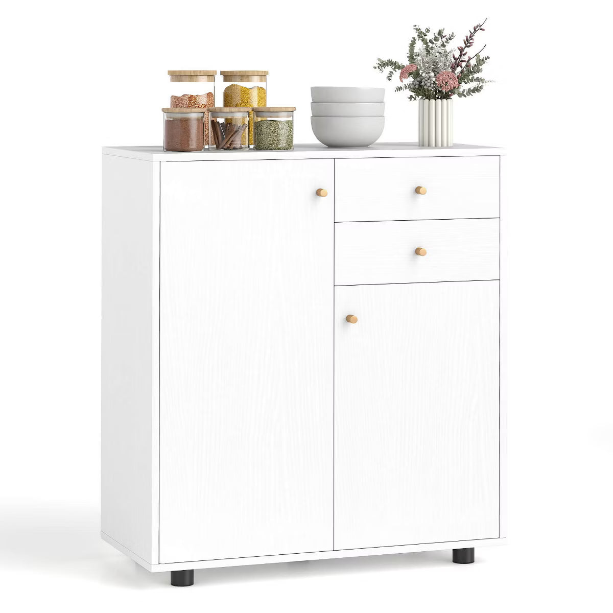 Buffet Cabinet – Culinvaro Kitchen Sideboard Buffet Cabinet with 2 Drawers, 2 Doors and 3 Adjustable Shelves